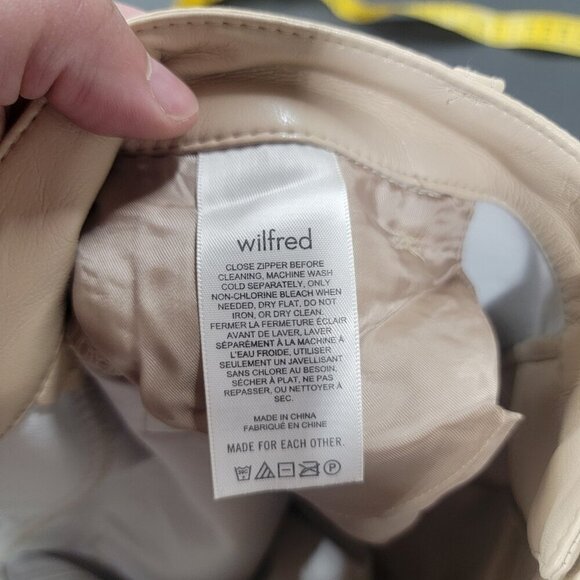 Aritzia Wilfred The Melina Ivory Beige Vegan Leather Straight Leg Pants Size 0 - Picture 7 of 11